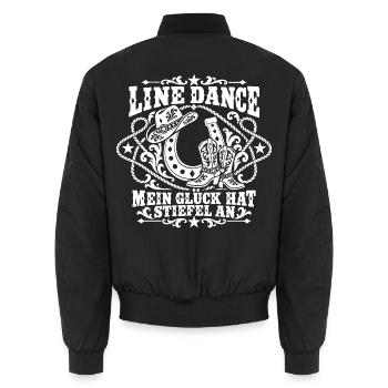 Mein Glück hat Stiefel an - Unisex Bomberjacke - Schwarz - Hinten - AI Model Male 185 light (185cm)