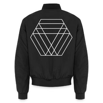 Hexagongeometrie-Muster - Unisex Bomberjacke - Schwarz - Hinten - AI Model Male 185 light (185cm)