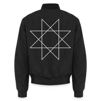 Geometrischer Stern-Interlock - Unisex Bomberjacke - Schwarz - Hinten - AI Model Male 185 light (185cm)