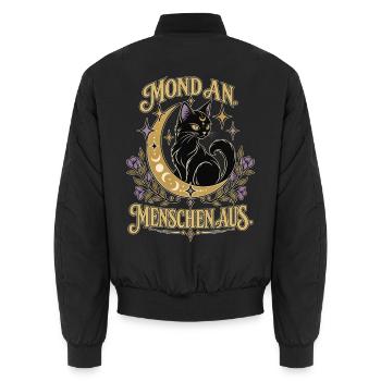 Mondkatze im Sternenkranz - Unisex Bomberjacke - Schwarz - Hinten - AI Model Male 185 light (185cm)