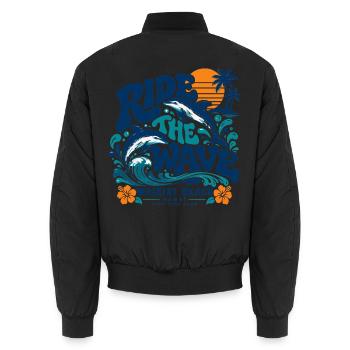 Die Waikiki-Welle surfen - Unisex Bomberjacke - Schwarz - Hinten - AI Model Male 185 light (185cm)