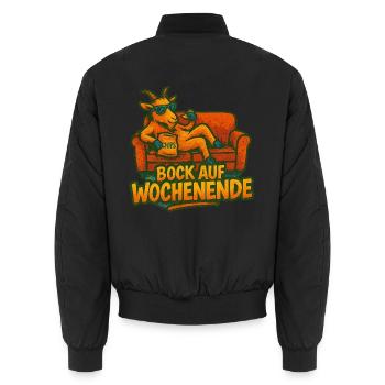 Bock auf Wochenende Ziege auf dem Sofa - Unisex Bomberjacke - Schwarz - Hinten - AI Model Male 185 light (185cm)