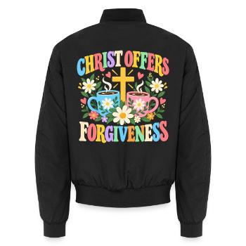 Christus bietet christliche Vergebung an - Unisex Bomberjacke - Schwarz - Hinten - AI Model Male 185 light (185cm)