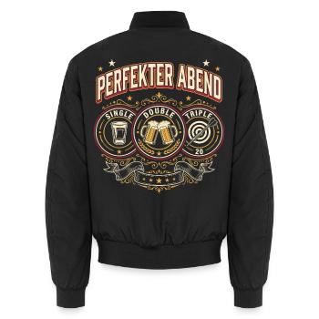 Dart und Bier Perfekter Abend Dart Spruch Lustig - Unisex Bomberjacke - Schwarz - Hinten - AI Model Male 185 light (185cm)
