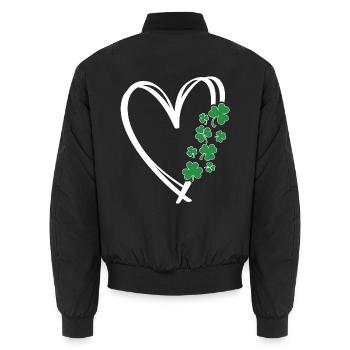 Herz-kleeblatt-design Für Den St. Patrick's Day - Unisex Bomberjacke - Schwarz - Hinten - AI Model Male 185 light (185cm)