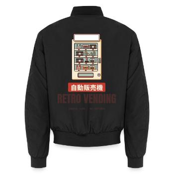 Retro-Verkaufsautomaten-Diskettekassette Japan - Unisex Bomberjacke - Schwarz - Hinten - AI Model Male 185 light (185cm)
