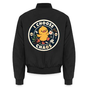 I Choose Chaos Duck Badge - Unisex Bomberjacke - Schwarz - Hinten - AI Model Male 185 light (185cm)