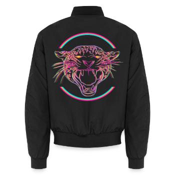 Neon Tiger in Hypercolor Ring - Unisex Bomberjacke - Schwarz - Hinten - AI Model Male 185 light (185cm)