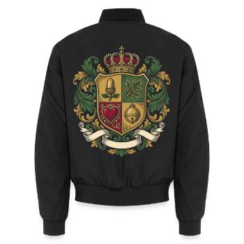 Schafkopf Wappen Deutsches Blatt Kartenspiel - Unisex Bomberjacke - Schwarz - Hinten - AI Model Male 185 light (185cm)