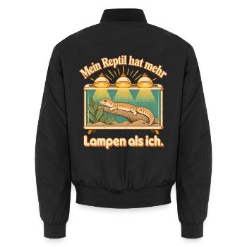 Reptilienhalter Terraristik Terrarium Lampen Humor - Unisex Bomberjacke - Schwarz - Hinten - AI Model Male 185 light (185cm)
