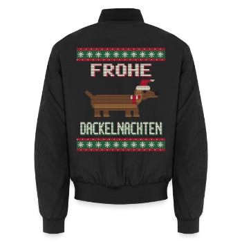 Frohe Dackelnachten - Unisex Bomberjacke - Schwarz - Hinten - AI Model Male 185 light (185cm)
