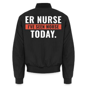 Notaufnahme-Schwester Ich habe heute schon Schlimmeres gesehen - Unisex Bomberjacke - Schwarz - Hinten - AI Model Male 185 light (185cm)