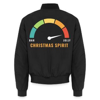 Weihnachtsgeist-Anzeige Bah bis Jolly - Unisex Bomberjacke - Schwarz - Hinten - AI Model Male 185 light (185cm)
