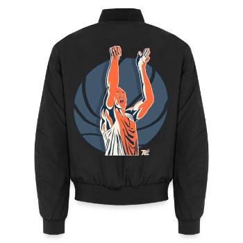 Basketballspieler Arme hoch - Retro Stil - Unisex Bomberjacke - Schwarz - Hinten - AI Model Male 185 light (185cm)