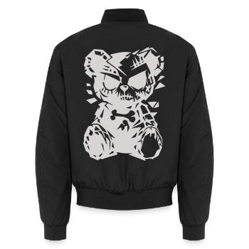 Grimmiger Zombie Bär im düsteren Cartoon Stil - Unisex Bomberjacke - Schwarz - Hinten - AI Model Male 185 light (185cm)