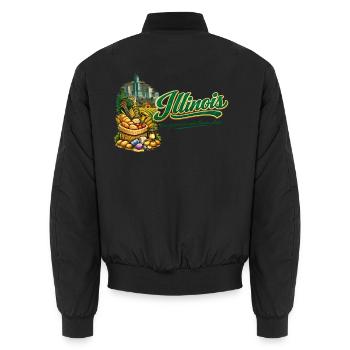 Illinois Retro Vintage Chicago Skyline Jazz Design - Unisex Bomberjacke - Schwarz - Hinten - AI Model Male 185 light (185cm)
