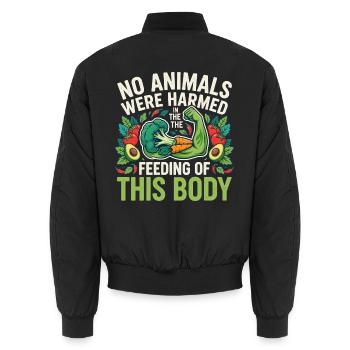 No Animals Were Harmed in the Feeding of This Body - Unisex Bomberjacke - Schwarz - Hinten - AI Model Male 185 light (185cm)