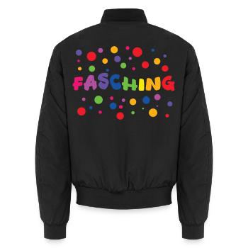 Fasching bunte Karneval Fastnacht Aufschrift - Unisex Bomberjacke - Schwarz - Hinten - AI Model Male 185 light (185cm)