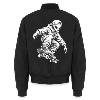 Alien Skater im Streetstyle - Ufo Skateboard - Unisex Bomberjacke - Schwarz - Hinten - AI Model Male 185 light (185cm)