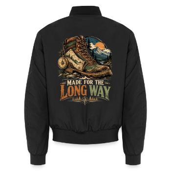 Für den langen Weg gemacht - Unisex Bomberjacke - Schwarz - Hinten - AI Model Male 185 light (185cm)