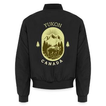 Yukon Canada Bär Berge Wildnis Vintage Abzeichen - Unisex Bomberjacke - Schwarz - Hinten - AI Model Male 185 light (185cm)