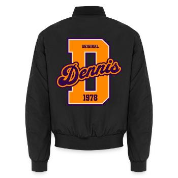 Dennis 1978 Original Retro College Name - Unisex Bomberjacke - Schwarz - Hinten - AI Model Male 185 light (185cm)