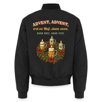 Advent Advent erst oa Maß - Unisex Bomberjacke - Schwarz - Hinten - AI Model Male 185 light (185cm)