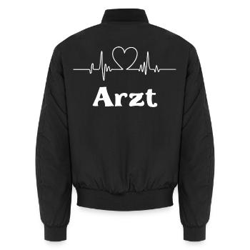 Arzt  - Unisex Bomberjacke - Schwarz - Hinten - AI Model Male 185 light (185cm)