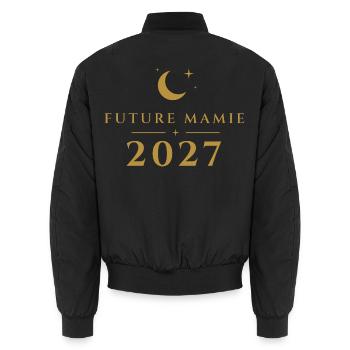 Future Granny 2027 – Ankündigung der Golden-Moon-Schwangerschaft - Unisex Bomberjacke - Schwarz - Hinten - AI Model Male 185 light (185cm)