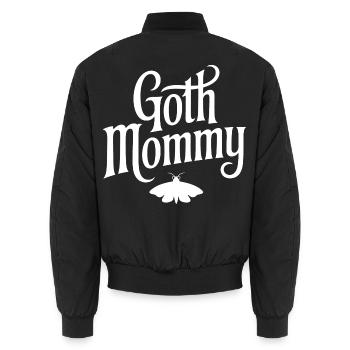 Goth-Mommy-Typografie mit Moth - Unisex Bomberjacke - Schwarz - Hinten - AI Model Male 185 light (185cm)