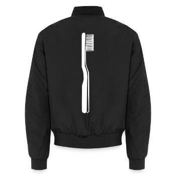 Zahnbürste weiß Zahnarzt Geschenk Zahnärztin  - Unisex Bomberjacke - Schwarz - Hinten - AI Model Male 185 light (185cm)