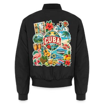 Kuba Reisesticker - Unisex Bomberjacke - Schwarz - Hinten - AI Model Male 185 light (185cm)