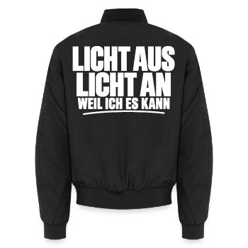 Veranstaltungstechniker Licht aus an weil ich kann - Unisex Bomberjacke - Schwarz - Hinten - AI Model Male 185 light (185cm)