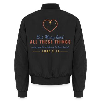 Mary Kept All These Things – Luke 2:19 - Unisex Bomberjacke - Schwarz - Hinten - AI Model Male 185 light (185cm)