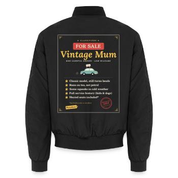 Vintage-Mama zum Verkauf lustiges Mama-Geschenk-T-Shirt - Unisex Bomberjacke - Schwarz - Hinten - AI Model Male 185 light (185cm)