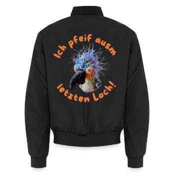 Krallo Kreisch™: Ich pfeif ausm letzten Loch - Unisex Bomberjacke - Schwarz - Hinten - AI Model Male 185 light (185cm)