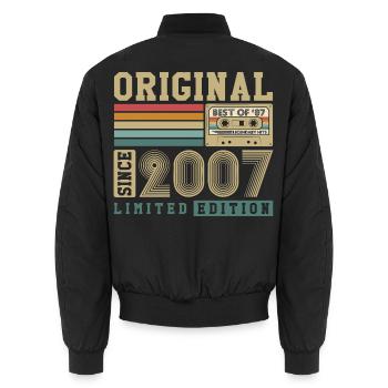 Original 2007 Jahrgang 20. Geburtstag Vintage - Unisex Bomberjacke - Schwarz - Hinten - AI Model Male 185 light (185cm)