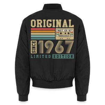 Original 1967 Jahrgang 60. Geburtstag Vintage - Unisex Bomberjacke - Schwarz - Hinten - AI Model Male 185 light (185cm)