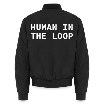 Human in the Loop Tech-Print - Unisex Bomberjacke - Schwarz - Hinten - AI Model Male 185 light (185cm)