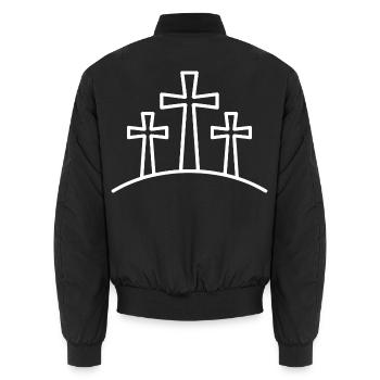 Kreuze auf Hill Silhouette - Unisex Bomberjacke - Schwarz - Hinten - AI Model Male 185 light (185cm)