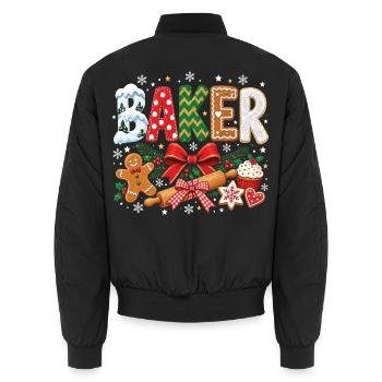 Baker Weihnachtsfeiertags-Backhumor - Unisex Bomberjacke - Schwarz - Hinten - AI Model Male 185 light (185cm)