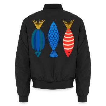 Volkskunst Fisch Meeresozean Abstraktes Grafik-Tee - Unisex Bomberjacke - Schwarz - Hinten - AI Model Male 185 light (185cm)