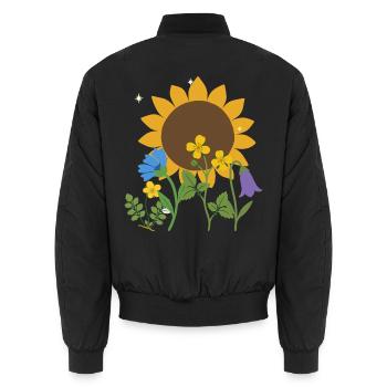 Blumen floral Blumenmotiv Zeichnung Blumenfreunde - Unisex Bomberjacke - Schwarz - Hinten - AI Model Male 185 light (185cm)