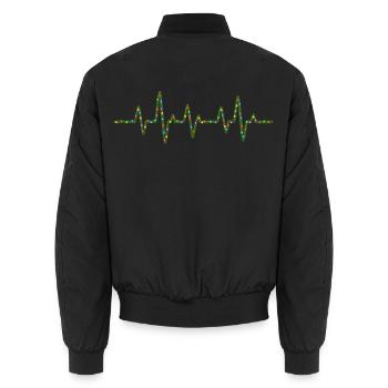 EKG-Herzschlag mit Weihnachtslichterkette - Unisex Bomberjacke - Schwarz - Hinten - AI Model Male 185 light (185cm)