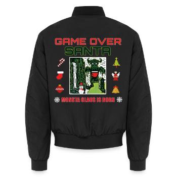 Game Over Santa Pixel Monster Claus - Unisex Bomberjacke - Schwarz - Hinten - AI Model Male 185 light (185cm)