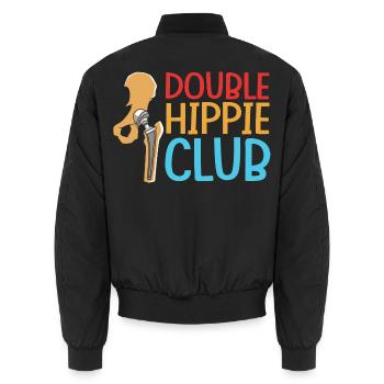 Hüften Hüfte Hüftgelenk - Unisex Bomberjacke - Schwarz - Hinten - AI Model Male 185 light (185cm)