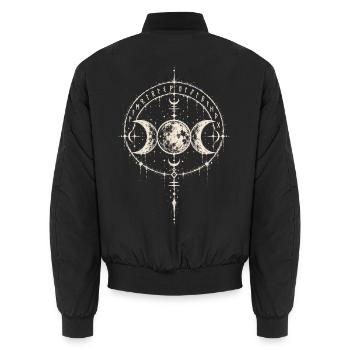 Der dreifache Mond im Runenkreis - Unisex Bomberjacke - Schwarz - Hinten - AI Model Male 185 light (185cm)