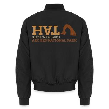 Arches Utah Geometrische Terrakotta - Unisex Bomberjacke - Schwarz - Hinten - AI Model Male 185 light (185cm)