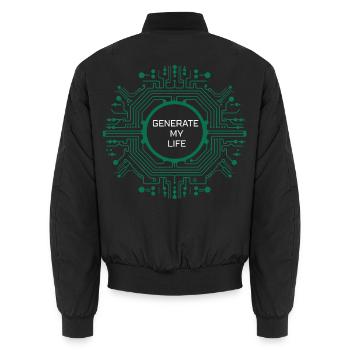 Generate My Life – Schaltkreisdesign - Unisex Bomberjacke - Schwarz - Hinten - AI Model Male 185 light (185cm)