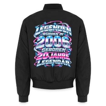 2006 Legenden 20. Geburtstag 2000er Y2K - Unisex Bomberjacke - Schwarz - Hinten - AI Model Male 185 light (185cm)